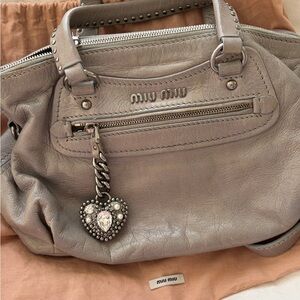 Miu Miu Taupe Leather Shoulder Bag